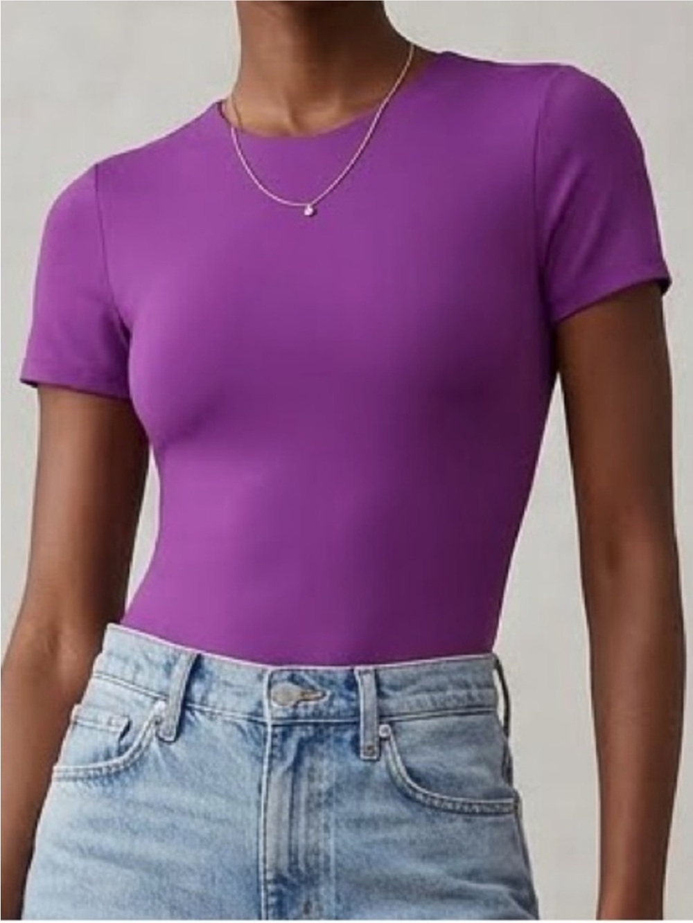 Aritizia Babaton Magenta Purple Original Contour Vivacity Crew Bodysuit Small